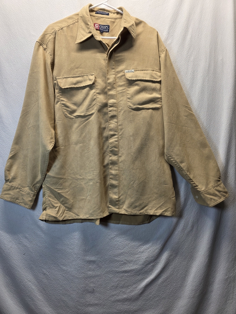 Vintage Chaps Ralph Lauren Tan Faux Suede Long-Sleeve shirt jacket